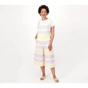 Attitudes by Renee Seersucker Overall and Como Jersey Tee Size Medium Sunset NEW